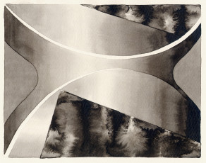 o.T., 2009, Tusche auf Papier, ca. 17,5 x 22,5 cm


