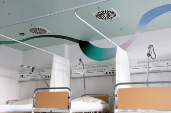 untitled, 2011, ceiling scuplture for a anesthetic recovery room, acrylic on aludibond, approx. 7,85 x 7,85 x 0,70 m, Robert-Bosch-Hospital, Stuttgart